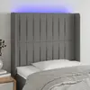 Image de vidaXL Tête de lit à LED Gris foncé 103x16x118/128 cm Tissu