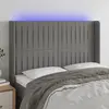 Image de vidaXL Tête de lit à LED Gris foncé 147x16x118/128 cm Tissu