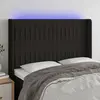 Image de vidaXL Tête de lit à LED Noir 147x16x118/128 cm Tissu