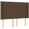 Image de vidaXL Tête de lit à LED Marron foncé 147x16x118/128 cm Tissu