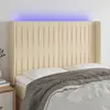 Image de vidaXL Tête de lit à LED Crème 147x16x118/128 cm Tissu