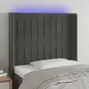 Image de vidaXL Tête de lit à LED Gris foncé 83x16x118/128 cm Velours