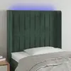 Image de vidaXL Tête de lit à LED Vert foncé 83x16x118/128 cm Velours