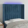 Image de vidaXL Tête de lit à LED Bleu foncé 83x16x118/128 cm Velours