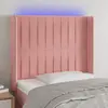 Image de vidaXL Tête de lit à LED Rose 83x16x118/128 cm Velours