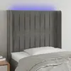 Image de vidaXL Tête de lit à LED Gris clair 93x16x118/128 cm Velours