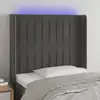 Image de vidaXL Tête de lit à LED Gris foncé 103x16x118/128 cm Velours