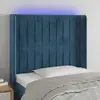 Image de vidaXL Tête de lit à LED Bleu foncé 103x16x118/128 cm Velours