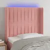Image de vidaXL Tête de lit à LED Rose 103x16x118/128 cm Velours