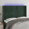 Image de vidaXL Tête de lit à LED Vert foncé 147x16x118/128 cm Velours
