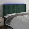 Image de vidaXL Tête de lit à LED Vert foncé 163x16x118/128 cm Velours