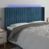 Image de vidaXL Tête de lit à LED Bleu foncé 163x16x118/128 cm Velours