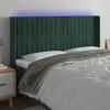Image de vidaXL Tête de lit à LED Vert foncé 183x16x118/128 cm Velours