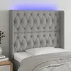 Image de vidaXL Tête de lit à LED Gris clair 93x16x118/128 cm Tissu