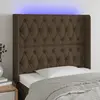 Image de vidaXL Tête de lit à LED Marron foncé 93x16x118/128 cm Tissu
