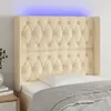 Image de vidaXL Tête de lit à LED Crème 93x16x118/128 cm Tissu