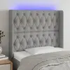 Image de vidaXL Tête de lit à LED Gris clair 103x16x118/128 cm Tissu