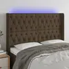 Image de vidaXL Tête de lit à LED Marron foncé 147x16x118/128 cm Tissu