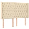 Image de vidaXL Tête de lit à LED Crème 147x16x118/128 cm Tissu