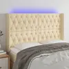 Image de vidaXL Tête de lit à LED Crème 147x16x118/128 cm Tissu