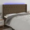 Image de vidaXL Tête de lit à LED Marron foncé 183x16x118/128 cm Tissu