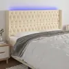 Image de vidaXL Tête de lit à LED Crème 183x16x118/128 cm Tissu
