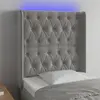 Image de vidaXL Tête de lit à LED Gris clair 83x16x118/128 cm Velours