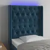 Image de vidaXL Tête de lit à LED Bleu foncé 83x16x118/128 cm Velours