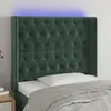 Image de vidaXL Tête de lit à LED Vert foncé 93x16x118/128 cm Velours