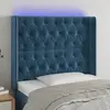 Image de vidaXL Tête de lit à LED Bleu foncé 93x16x118/128 cm Velours