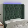 Image de vidaXL Tête de lit à LED Vert foncé 103x16x118/128 cm Velours