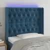 Image de vidaXL Tête de lit à LED Bleu foncé 103x16x118/128 cm Velours