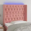 Image de vidaXL Tête de lit à LED Rose 103x16x118/128 cm Velours