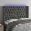 Image de vidaXL Tête de lit à LED Gris foncé 147x16x118/128 cm Velours