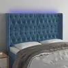 Image de vidaXL Tête de lit à LED Bleu foncé 147x16x118/128 cm Velours