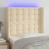 Image de vidaXL Tête de lit à LED Crème 83x16x118/128 cm Tissu