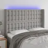 Image de vidaXL Tête de lit à LED Gris clair 147x16x118/128 cm Tissu