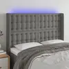 Image de vidaXL Tête de lit à LED Gris foncé 147x16x118/128 cm Tissu