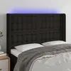 Image de vidaXL Tête de lit à LED Noir 147x16x118/128 cm Tissu