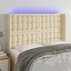 Image de vidaXL Tête de lit à LED Crème 147x16x118/128 cm Tissu