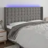 Image de vidaXL Tête de lit à LED Gris foncé 203x16x118/128 cm Tissu