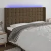 Image de vidaXL Tête de lit à LED Marron foncé 203x16x118/128 cm Tissu
