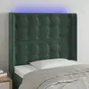 Image de vidaXL Tête de lit à LED Vert foncé 103x16x118/128 cm Velours