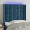 Image de vidaXL Tête de lit à LED Bleu foncé 103x16x118/128 cm Velours