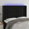 Image de vidaXL Tête de lit à LED Noir 147x16x118/128 cm Velours