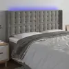 Image de vidaXL Tête de lit à LED Gris clair 163x16x118/128 cm Velours