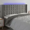Image de vidaXL Tête de lit à LED Gris clair 183x16x118/128 cm Velours