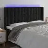 Image de vidaXL Tête de lit à LED Noir 183x16x118/128 cm Velours