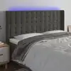 Image de vidaXL Tête de lit à LED Gris foncé 203x16x118/128 cm Velours