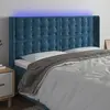 Image de vidaXL Tête de lit à LED Bleu foncé 203x16x118/128 cm Velours